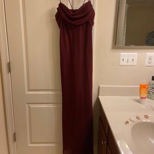 Burgundy Spaghetti Strap Gown